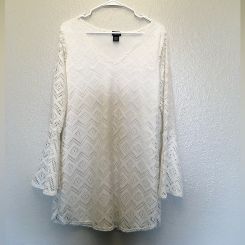 Rue21 White Textured Eyelet Dress Medium
